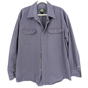Cabela's VTG Blue Cotton Canvas Twill Button Front Work Shirt 2XL Tall Utility